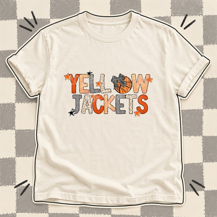 Yellowjackets Mixed Doodle Basketball Mascots – Hoops Houndstooth DTF transfer mockup