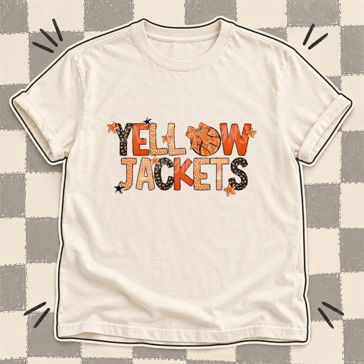 Yellowjackets Mixed Doodle Basketball Mascots – Leopard Court DTF transfer mockup
