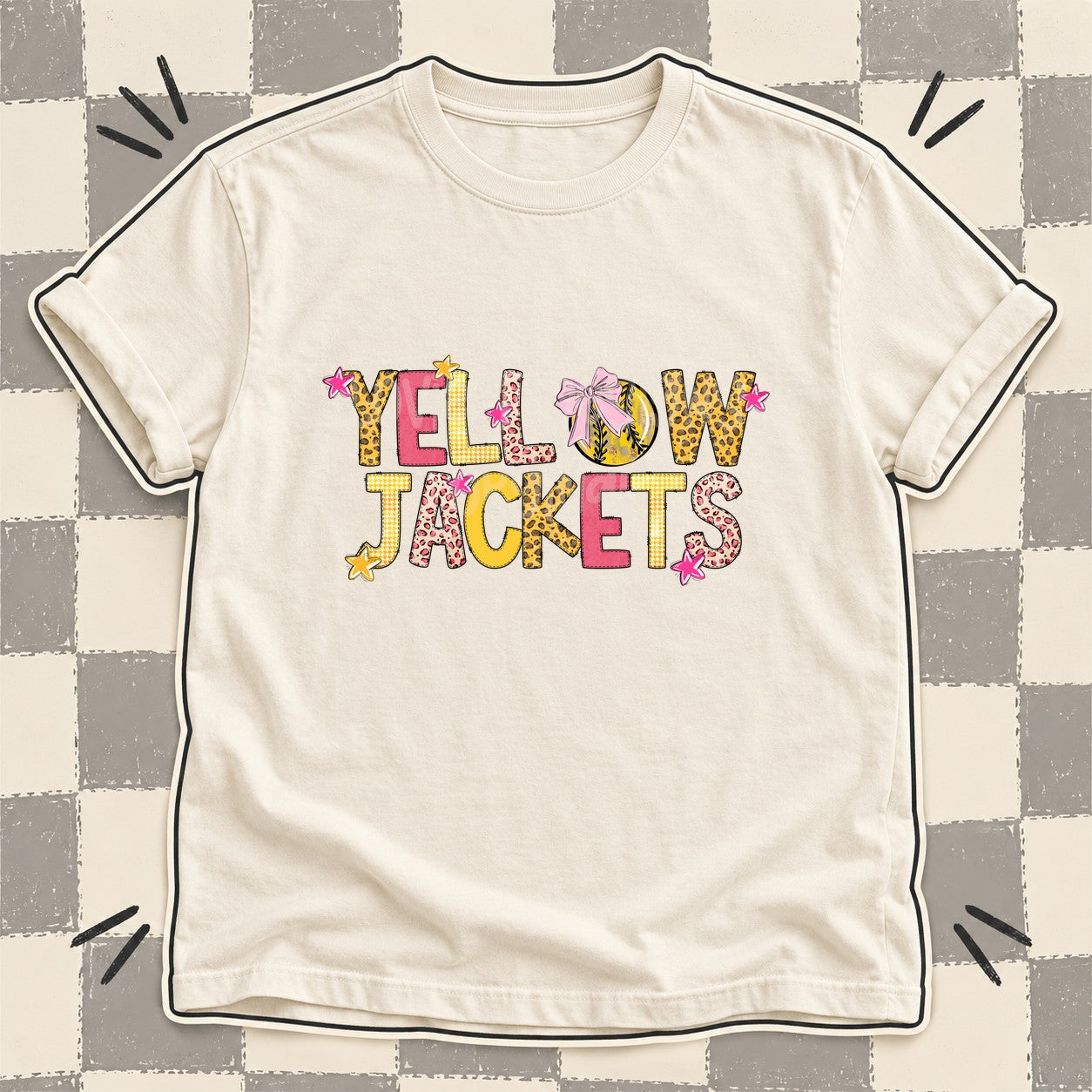 Mixed Doodle Softball Mascots – Sunshine Leopard Yellowjackets design