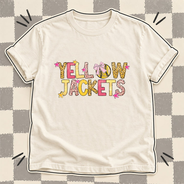 Yellowjackets Mixed Doodle Softball Mascots – Sunshine Leopard DTF transfer mockup