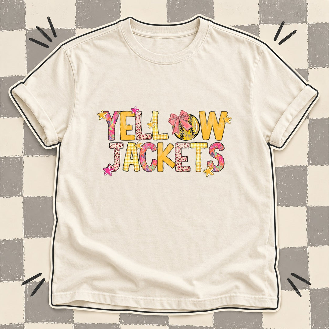 Yellowjackets Mixed Doodle Softball Mascots – Softball Brights DTF transfer mockup
