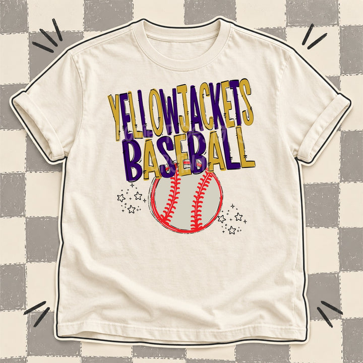 Yellowjackets Vegas Gold Purple Team Go Baseball Mascots DTF transfer mockup