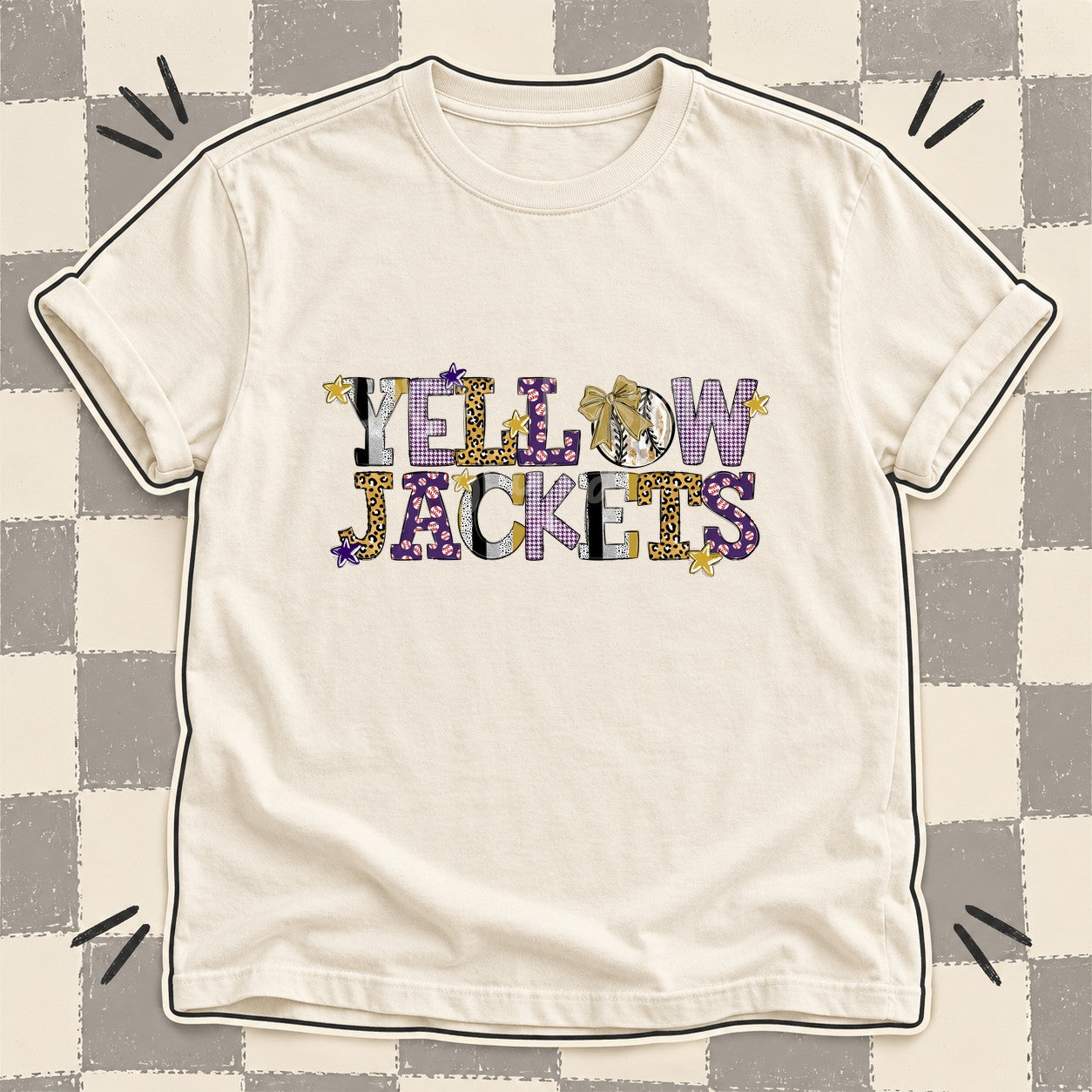 Mixed Doodle Baseball Mascots – Mascot Colors Yellowjackets Vegas Gold Purple design
