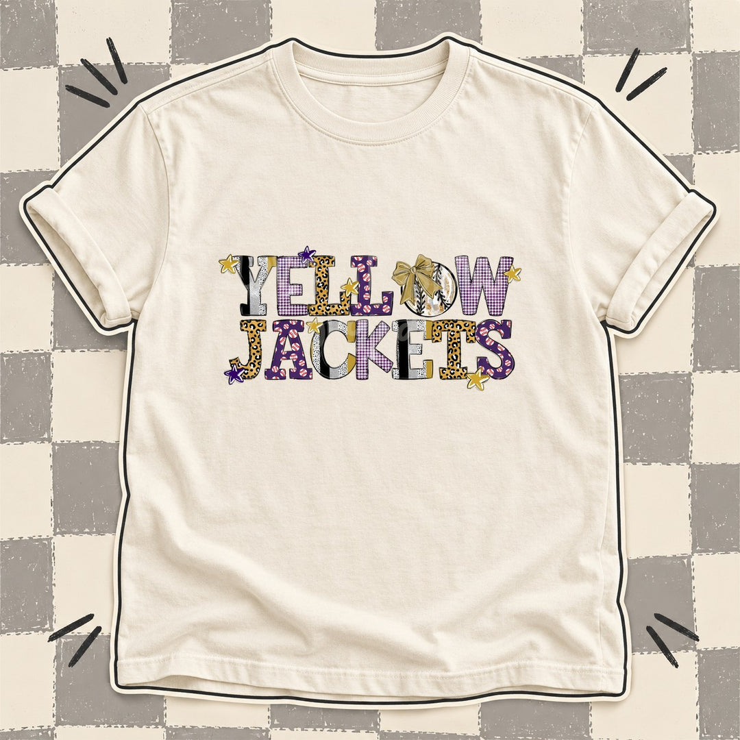 Yellowjackets Vegas Gold Purple Mixed Doodle Baseball Mascots – Mascot Colors DTF transfer mockup