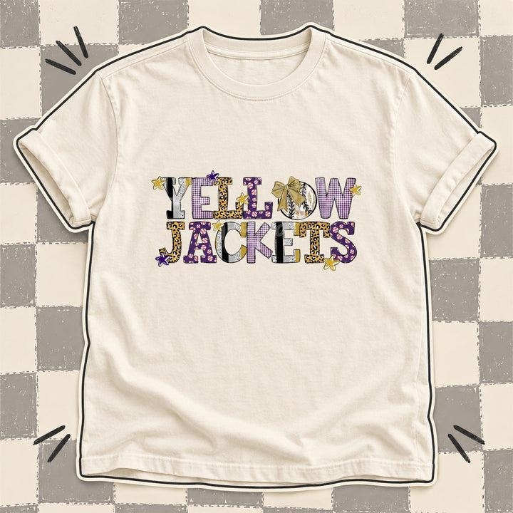 Yellowjackets Vegas Gold Purple Mixed Doodle Baseball Mascots – Mascot Colors DTF transfer mockup