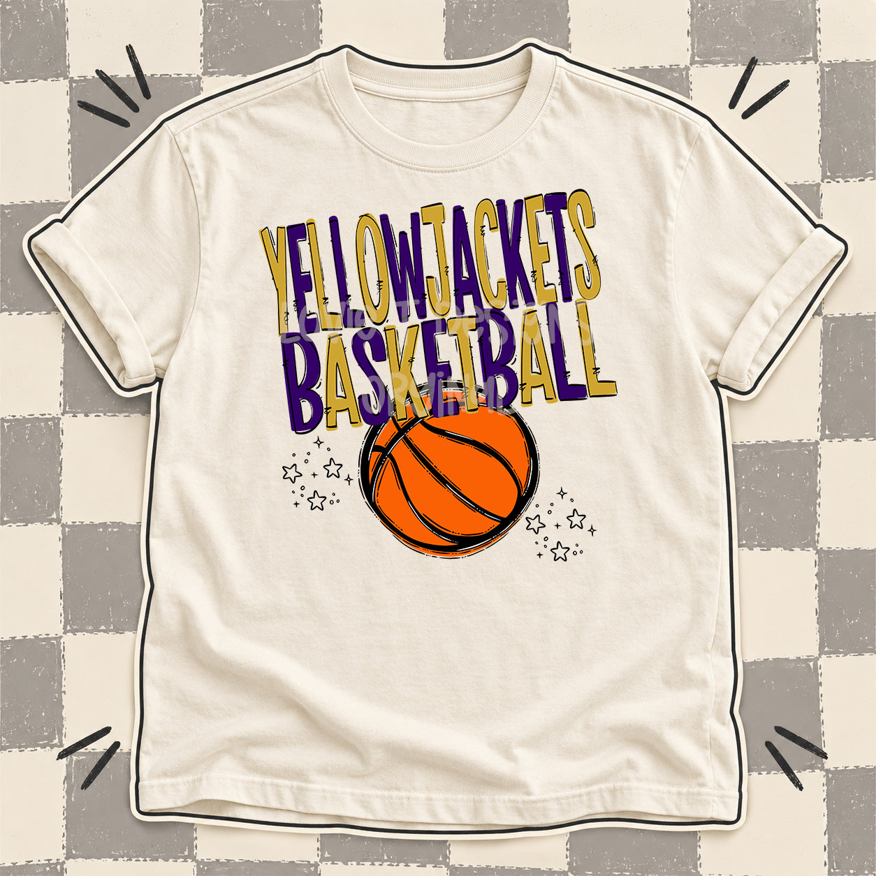 Team Go Basketball Mascots Yellowjackets Vegas Gold Purple design