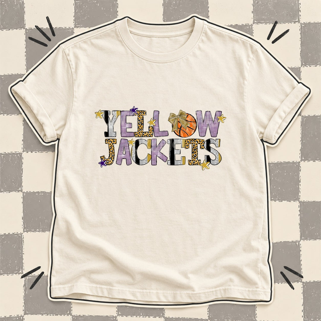Yellowjackets Vegas Gold Purple Mixed Doodle Basketball Mascots – Mascot Colors DTF transfer mockup
