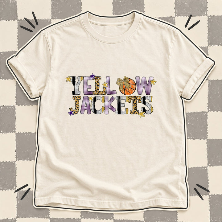 Yellowjackets Vegas Gold Purple Mixed Doodle Basketball Mascots – Mascot Colors DTF transfer mockup