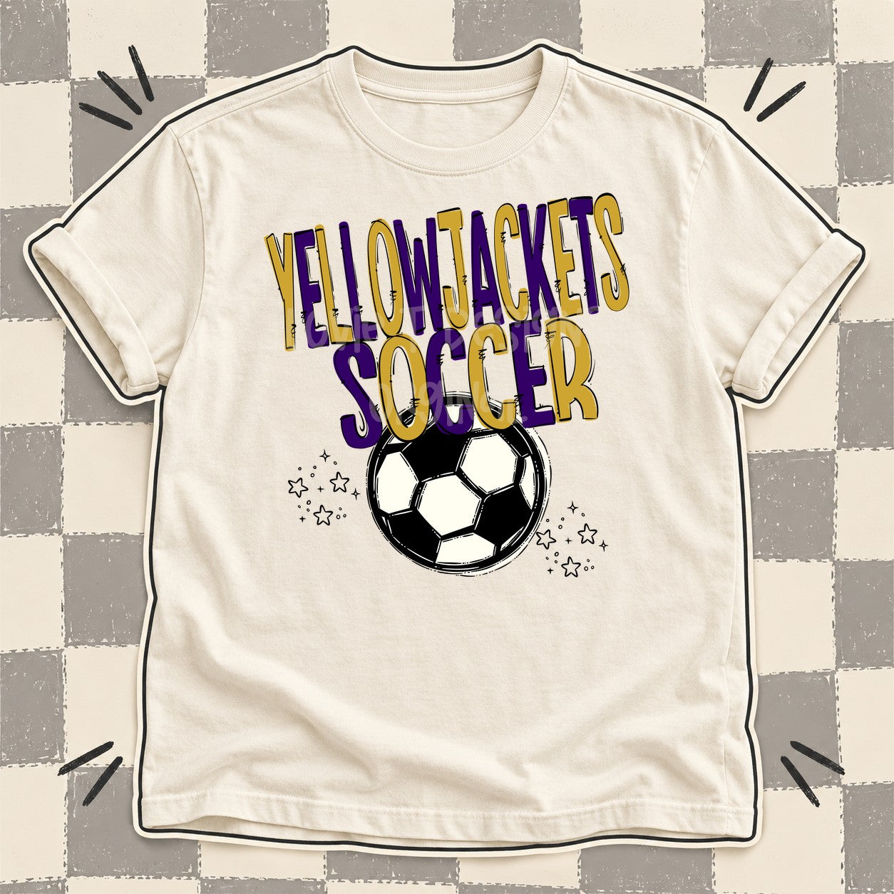 Team Go Soccer Mascots Yellowjackets Vegas Gold Purple design