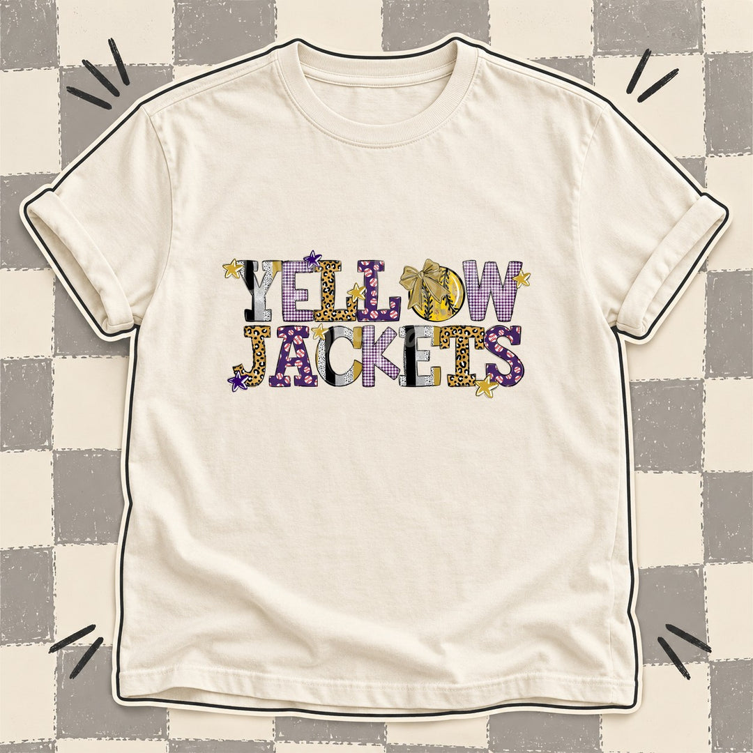 Yellowjackets Vegas Gold Purple Mixed Doodle Softball Mascots – Mascot Colors DTF transfer mockup
