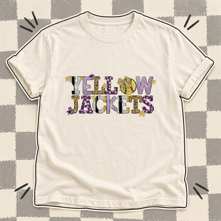 Yellowjackets Vegas Gold Purple Mixed Doodle Softball Mascots – Mascot Colors DTF transfer mockup