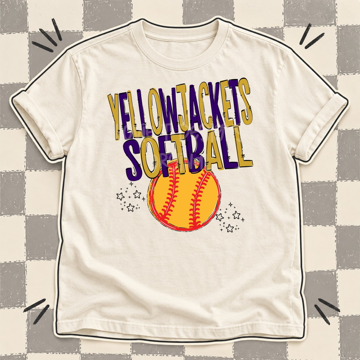 Team Go Softball Mascots Yellowjackets Vegas Gold Purple design