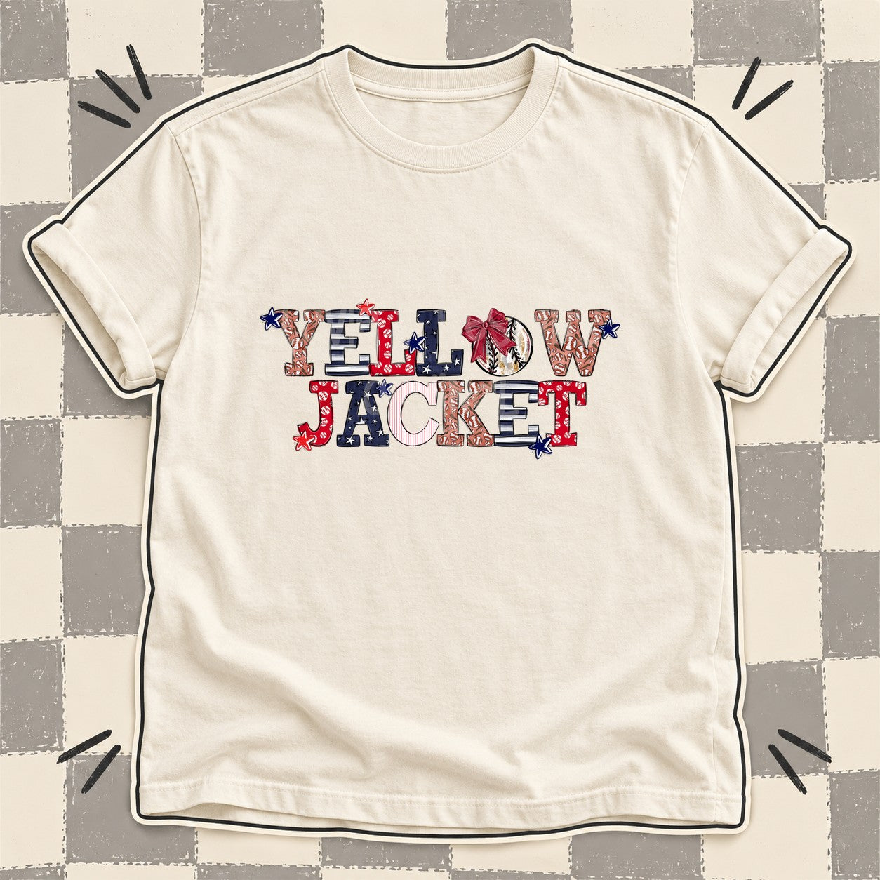 Mixed Doodle Baseball Mascots – Ballpark Classic Yellowjacket design