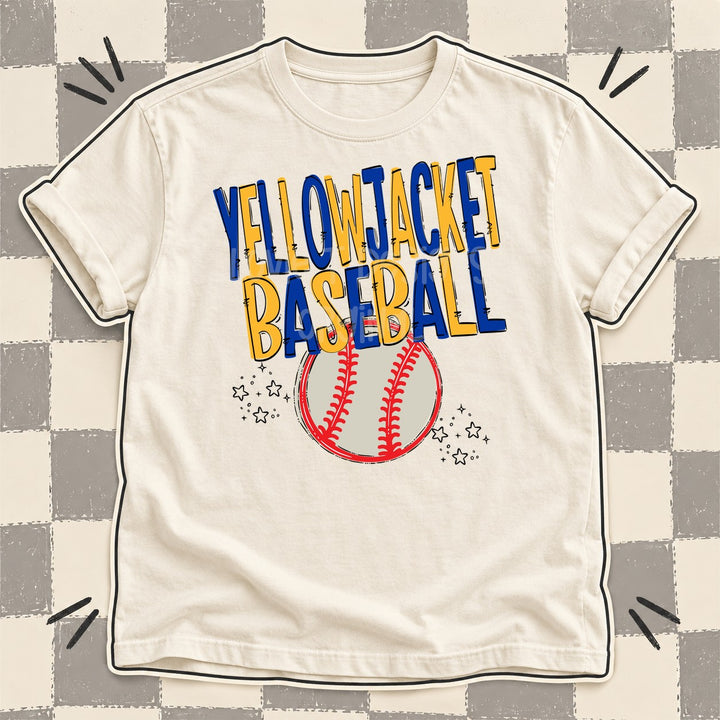 Yellowjacket Royal Blue Yellow Gold Team Go Baseball Mascots DTF transfer mockup