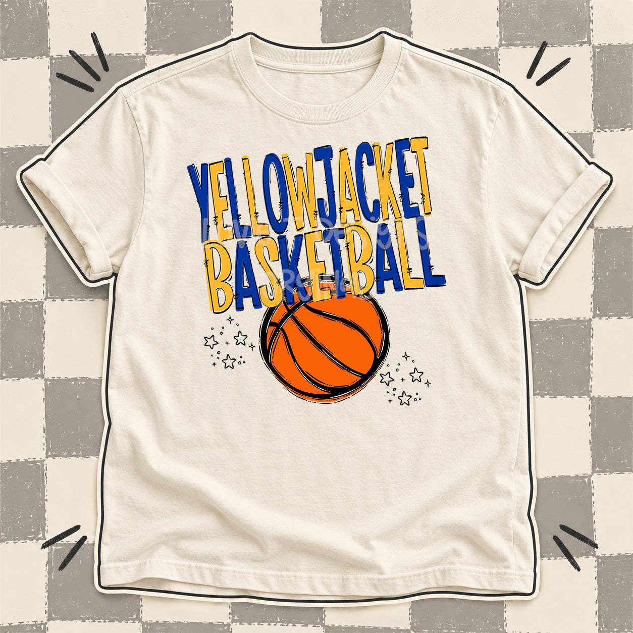 Team Go Basketball Mascots Yellowjacket Royal Blue Yellow Gold design
