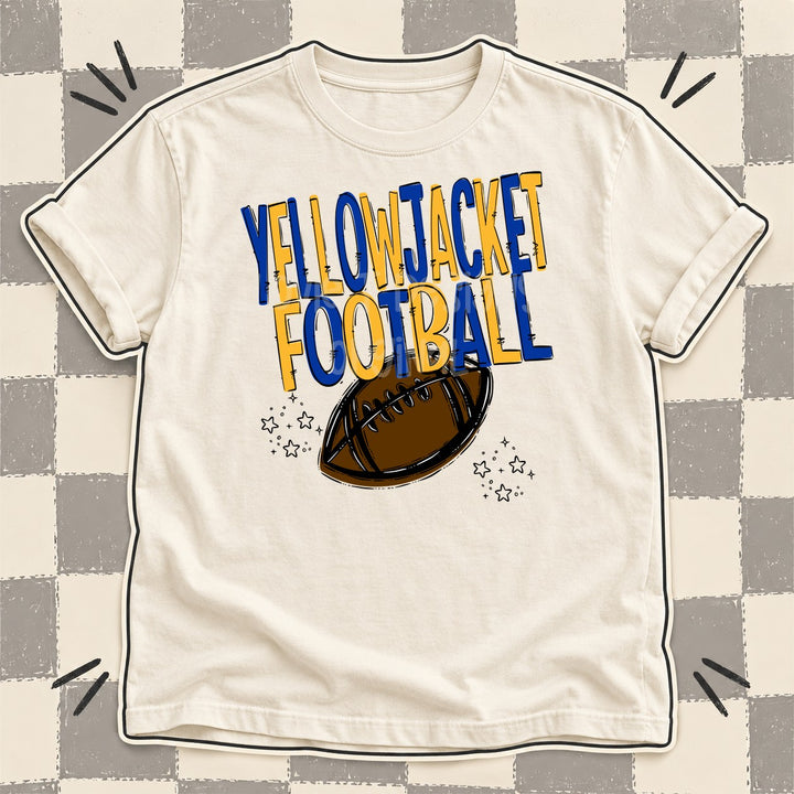 Yellowjacket Royal Blue Yellow Gold Team Go Football Mascots DTF transfer mockup