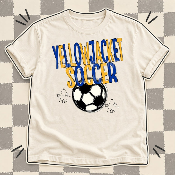 Yellowjacket Royal Blue Yellow Gold Team Go Soccer Mascots DTF transfer mockup