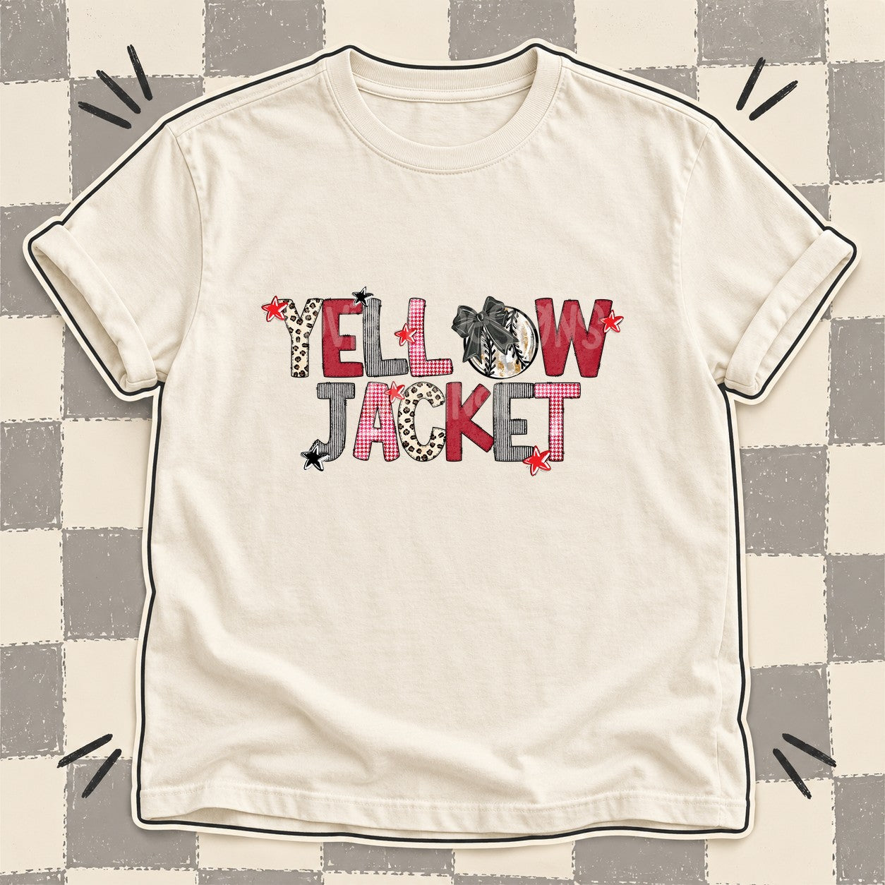 Mixed Doodle Baseball Mascots – Stitched Ballpark Yellowjacket design