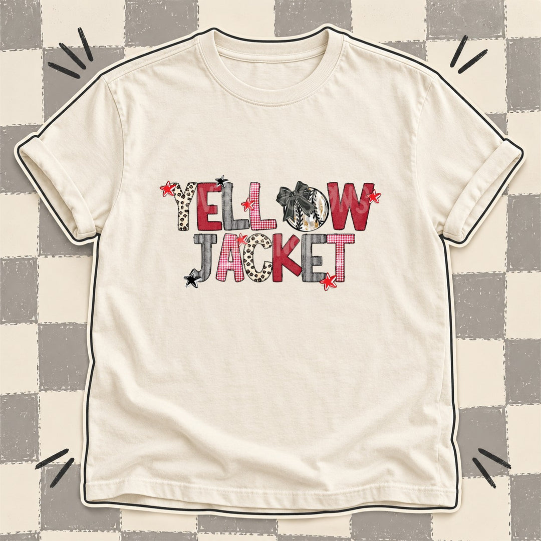 Yellowjacket Mixed Doodle Baseball Mascots – Stitched Ballpark DTF transfer mockup
