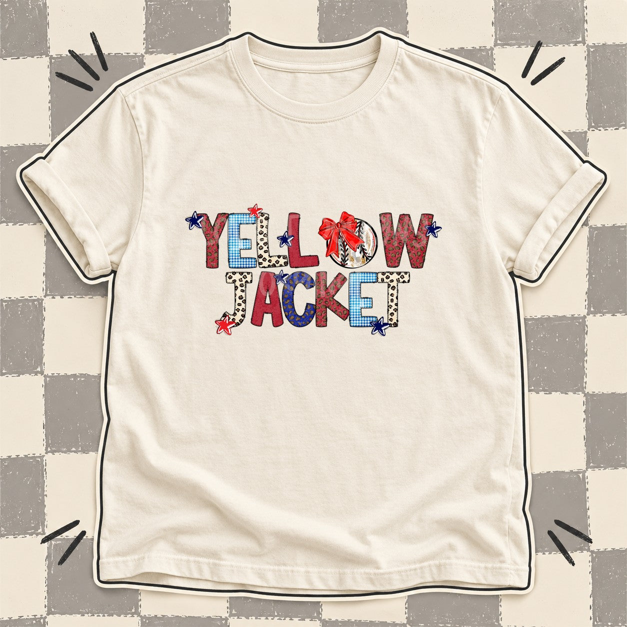 Mixed Doodle Baseball Mascots – Leopard Red Navy Yellowjacket design