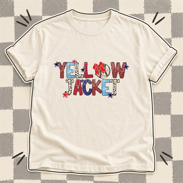 Yellowjacket Mixed Doodle Baseball Mascots – Leopard Red Navy DTF transfer mockup