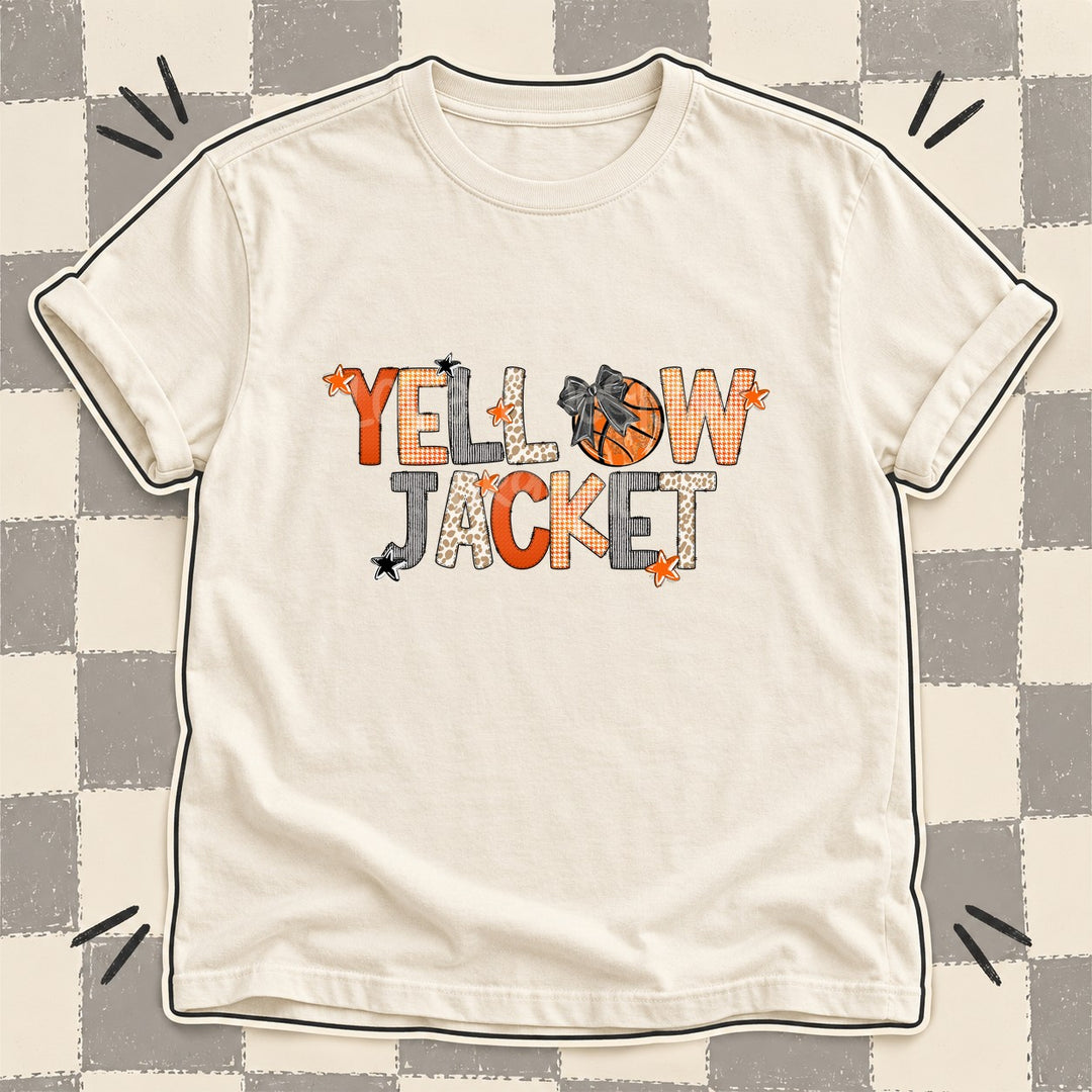 Yellowjacket Mixed Doodle Basketball Mascots – Hoops Houndstooth DTF transfer mockup