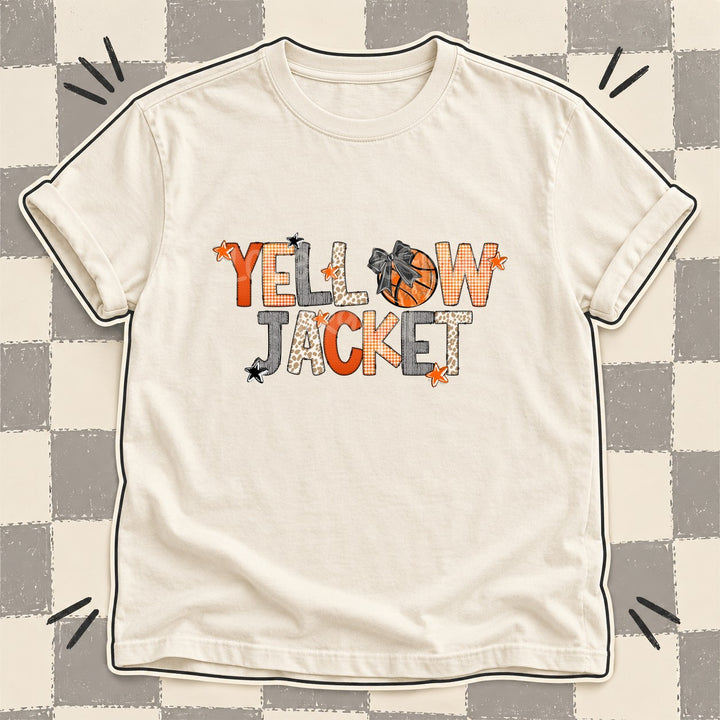 Yellowjacket Mixed Doodle Basketball Mascots – Hoops Houndstooth DTF transfer mockup