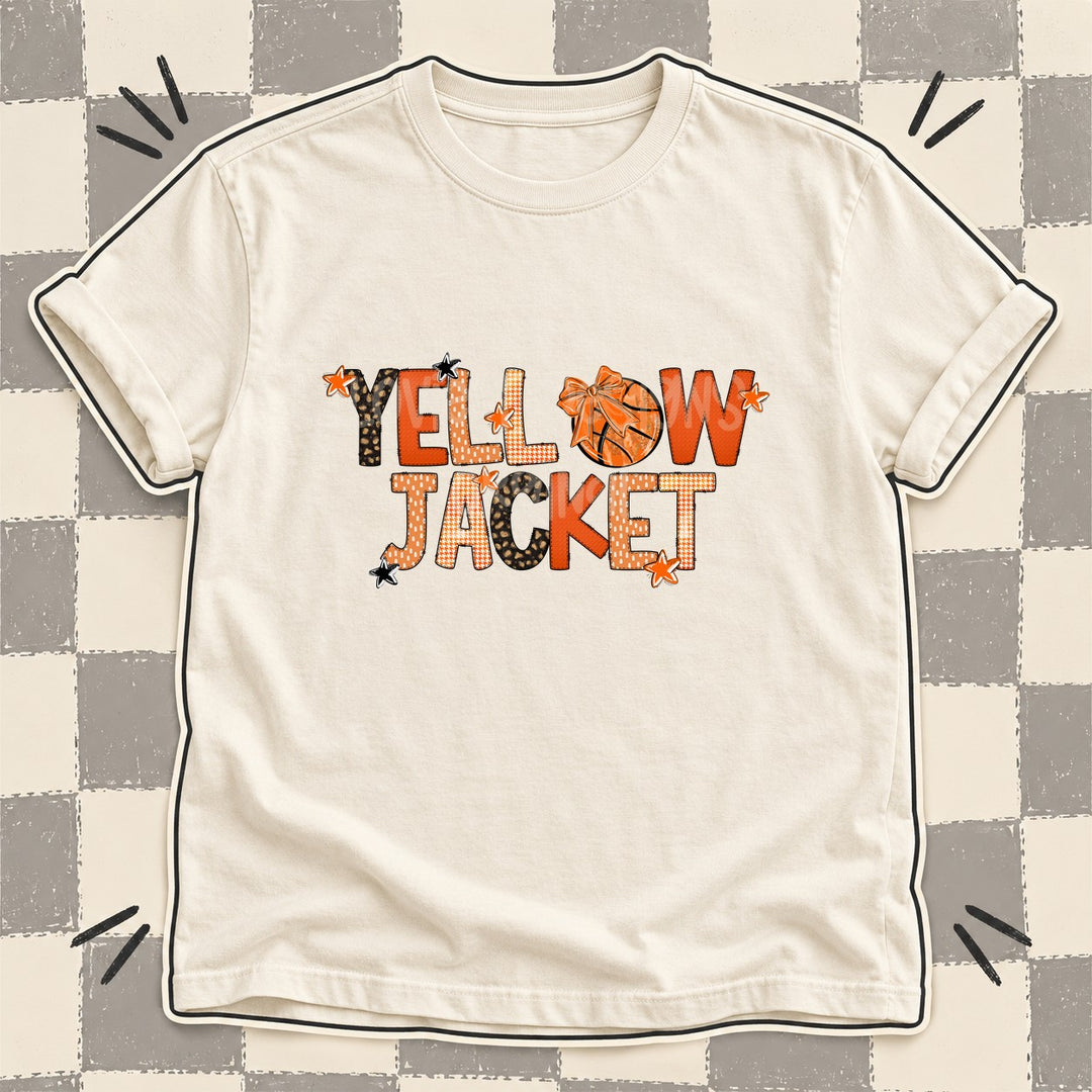 Yellowjacket Mixed Doodle Basketball Mascots – Leopard Court DTF transfer mockup