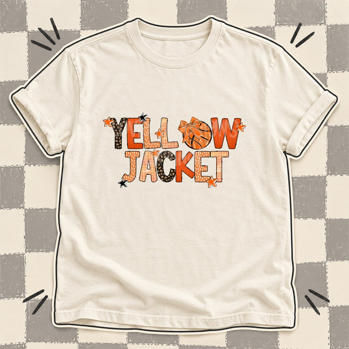 Yellowjacket Mixed Doodle Basketball Mascots – Leopard Court DTF transfer mockup