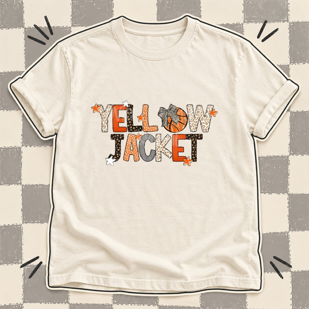 Mixed Doodle Basketball Mascots – Orange and Brown Yellowjacket design