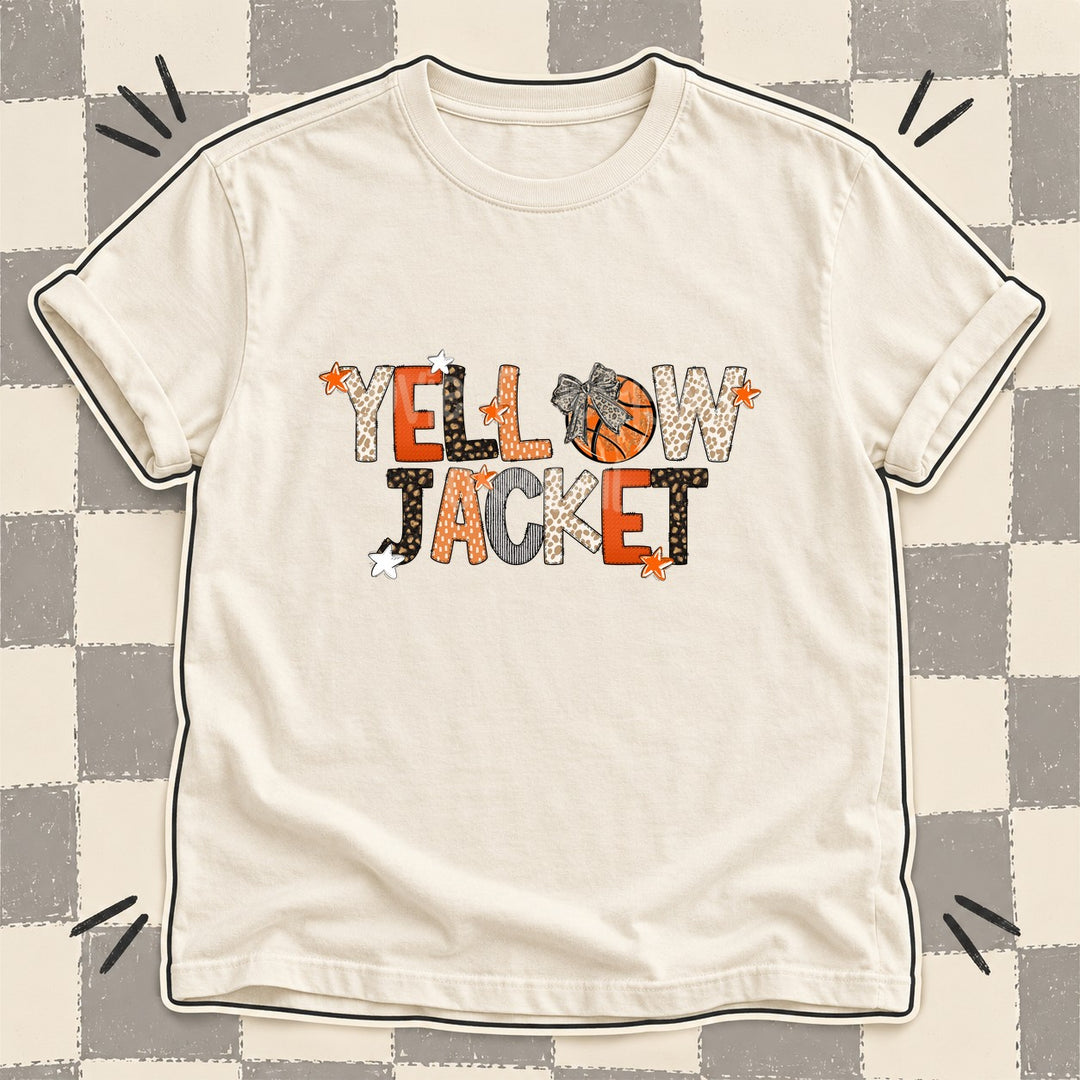 Yellowjacket Mixed Doodle Basketball Mascots – Orange and Brown DTF transfer mockup
