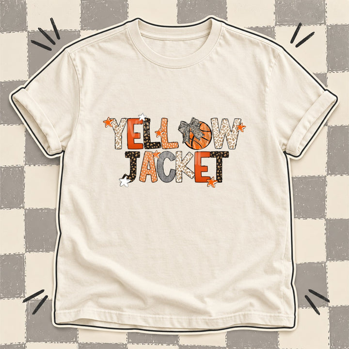 Yellowjacket Mixed Doodle Basketball Mascots – Orange and Brown DTF transfer mockup