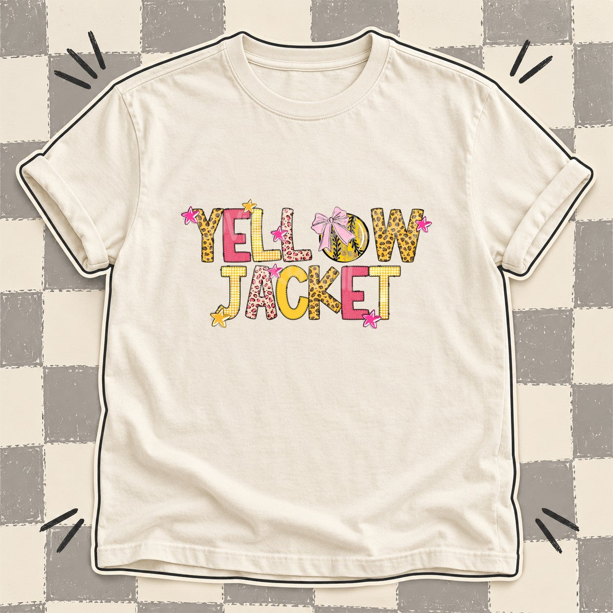 Mixed Doodle Softball Mascots – Sunshine Leopard Yellowjacket design