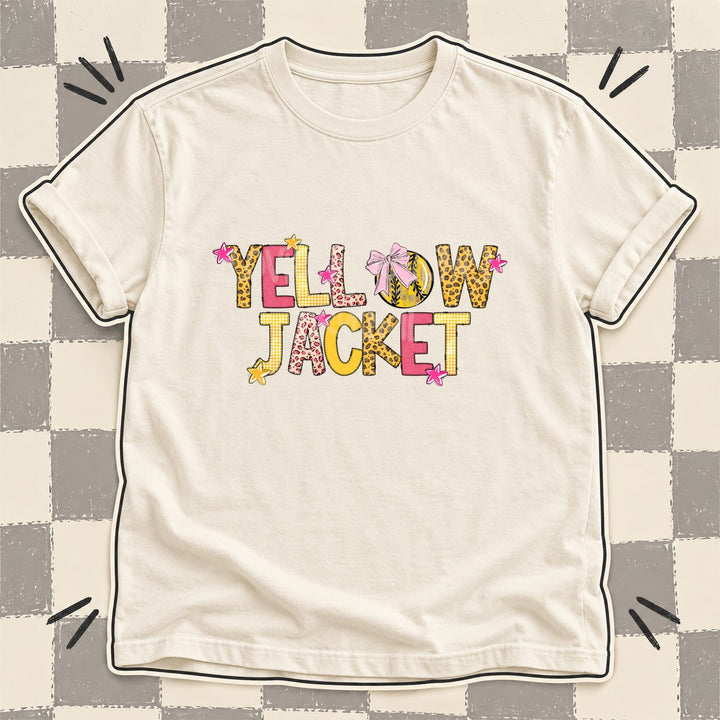 Yellowjacket Mixed Doodle Softball Mascots – Sunshine Leopard DTF transfer mockup