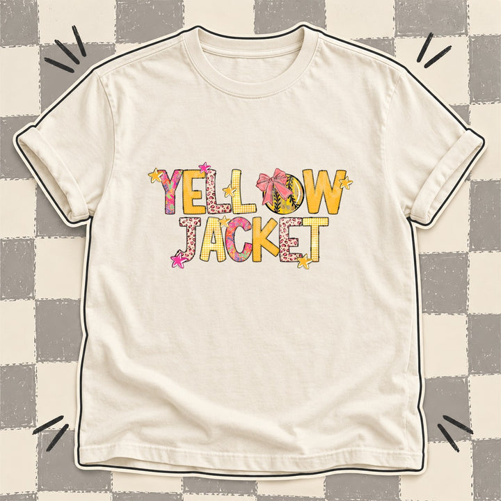 Yellowjacket Mixed Doodle Softball Mascots – Softball Brights DTF transfer mockup