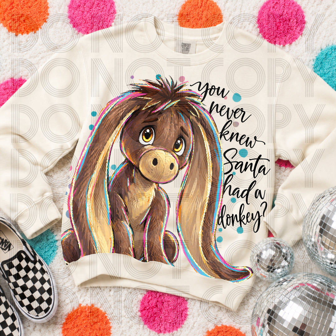 You Never Knew Santa Had a Donkey Christmas DTF transfer mockup