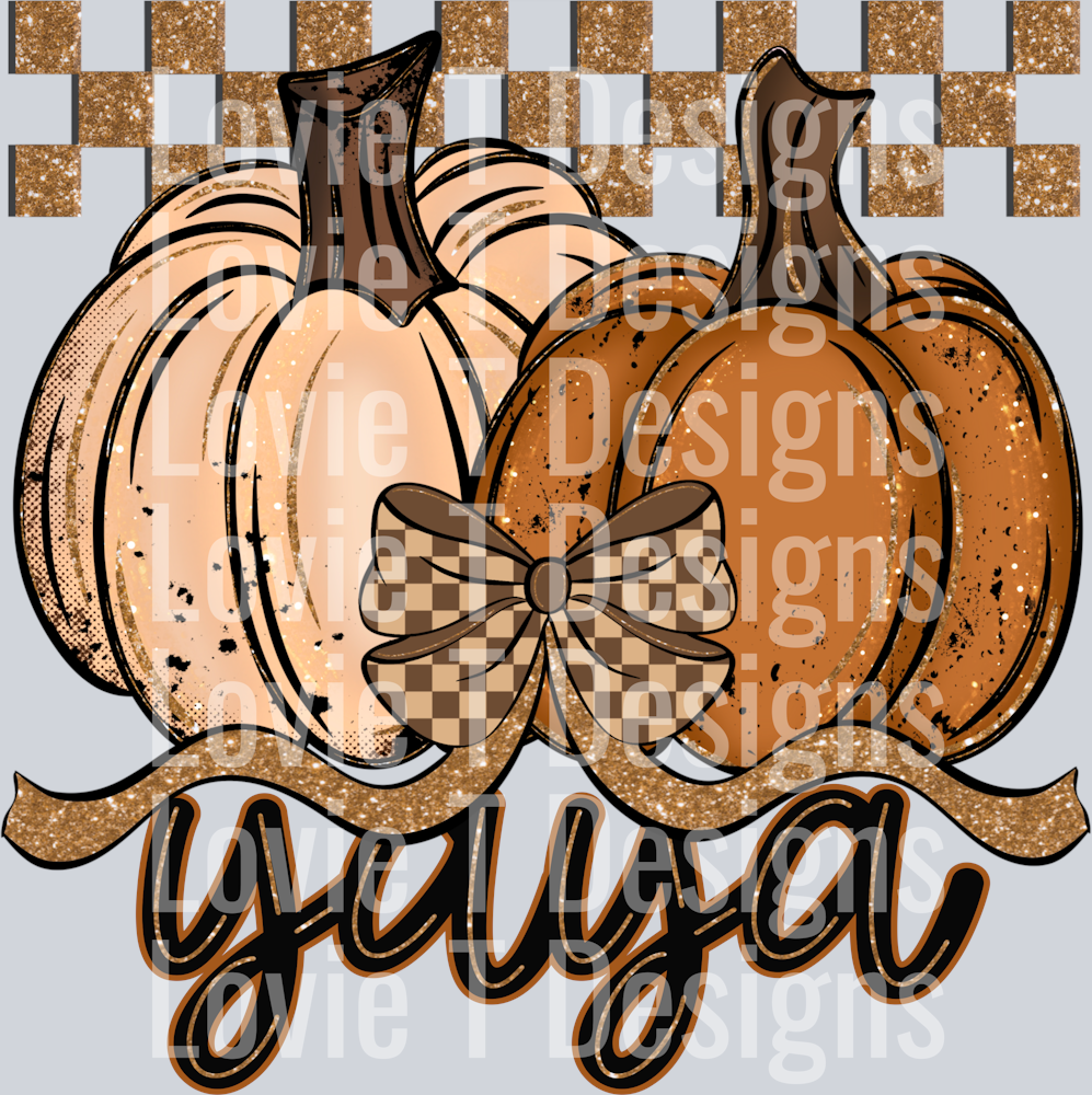 Yaya Fall Checkered Glitter Pumpkin