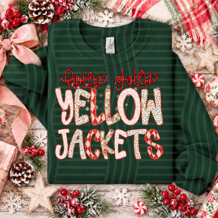 Yellow Jackets Holly Jolly Confetti Mascots DTF transfer