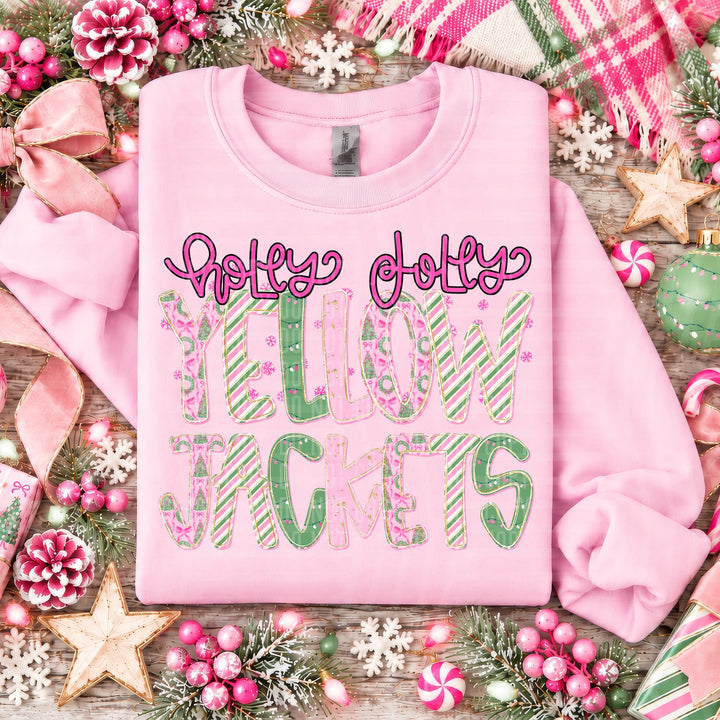Yellow Jackets Holly Jolly Mistletoe Magic Mascots DTF transfer