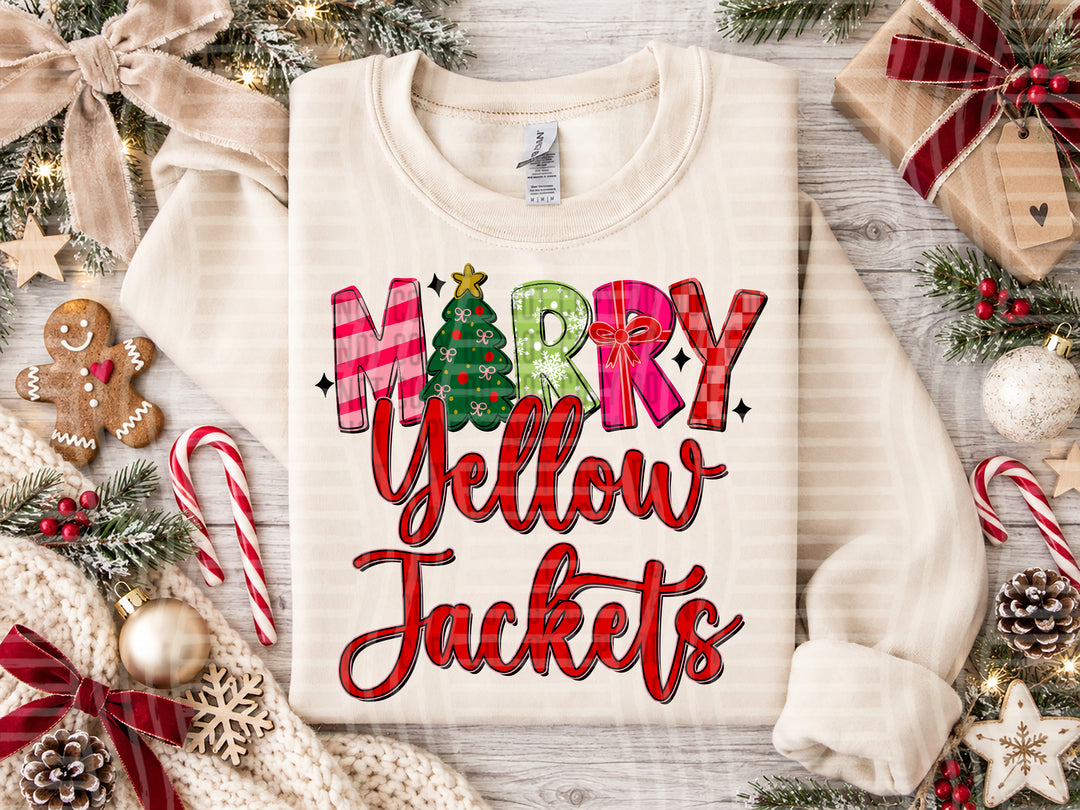 Yellow Jackets Merry mascot DTF transfer