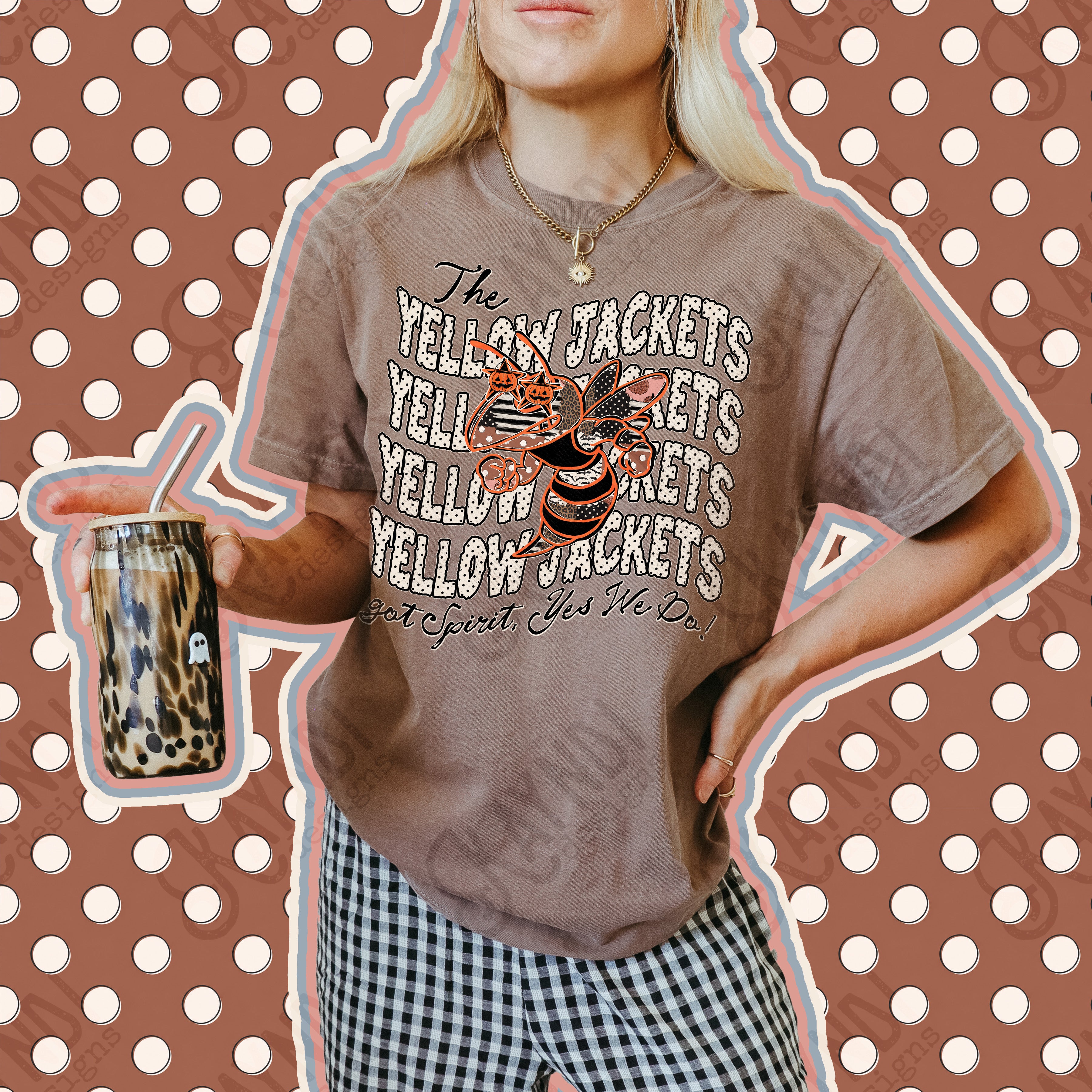 Patchwork Pumpkin Spirit Mascots Yellow Jackets design