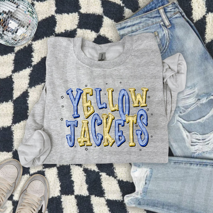 Yellow Jackets Seersucker Chic Two Color Mascots DTF transfer