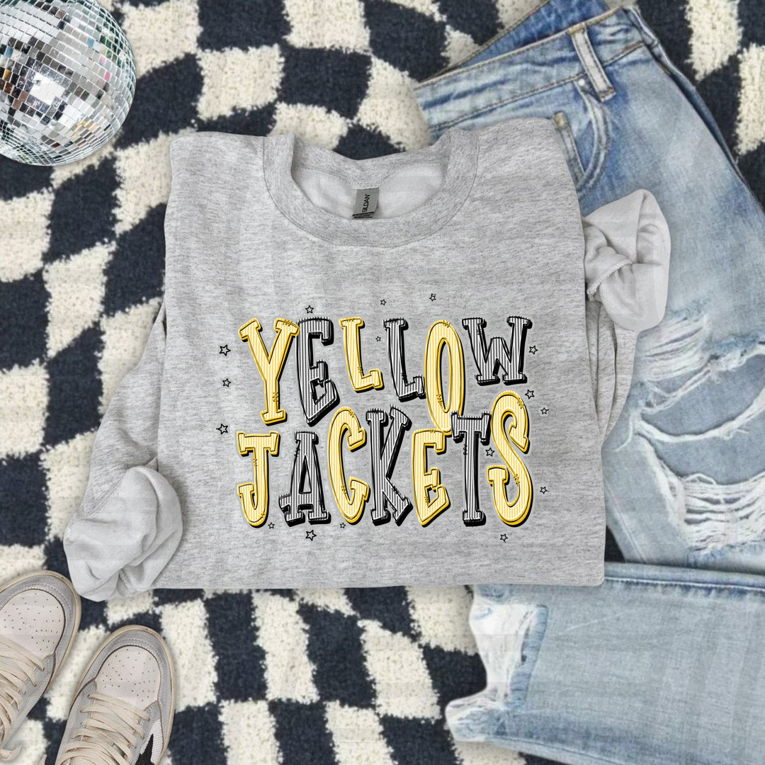Yellow Jackets Yellow Gold & Black Seersucker Chic Two Color DTF transfer mockup