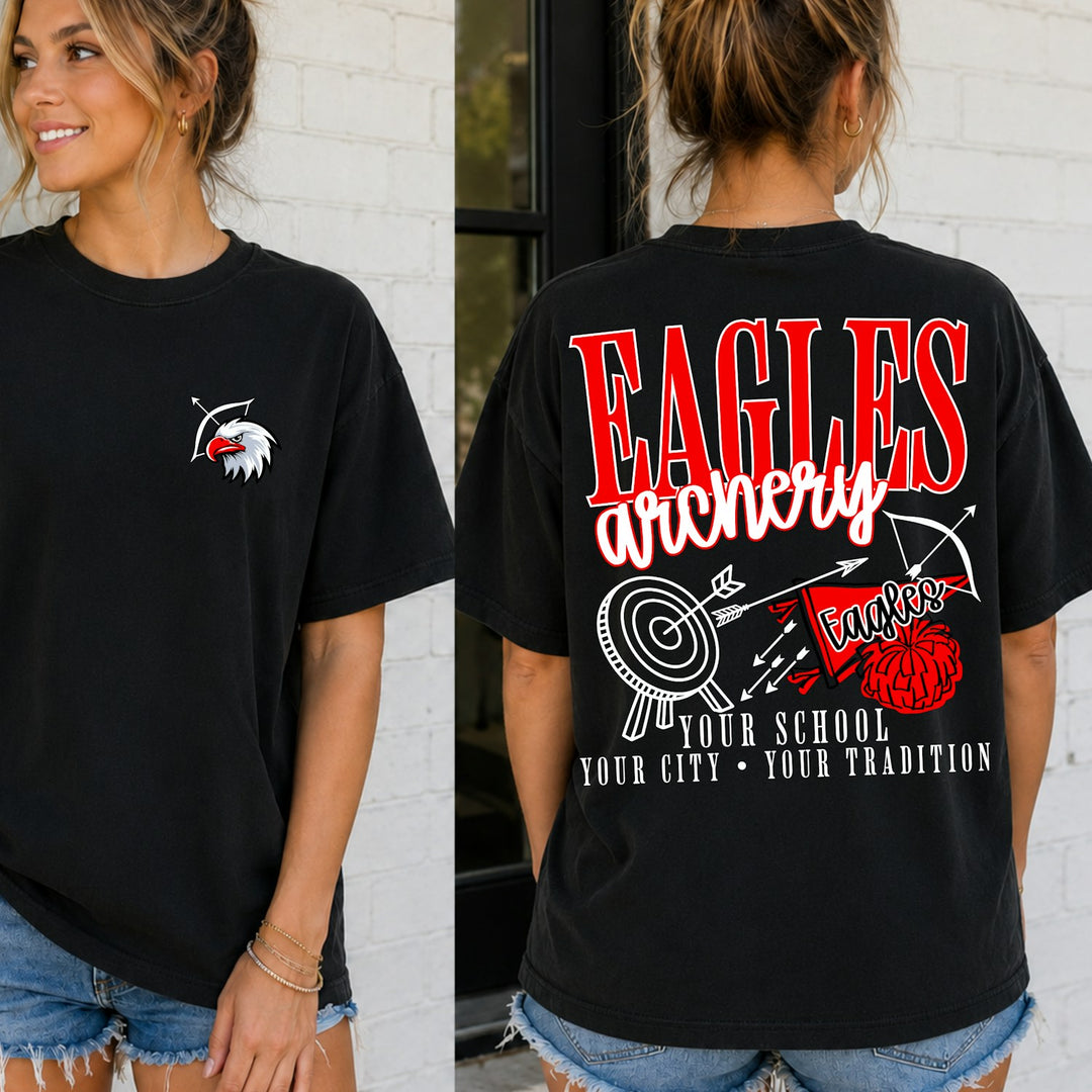 Archery School Spirit Mascot customizable DTF transfer mockup