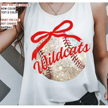 Baseball and Bow customizable DTF transfer