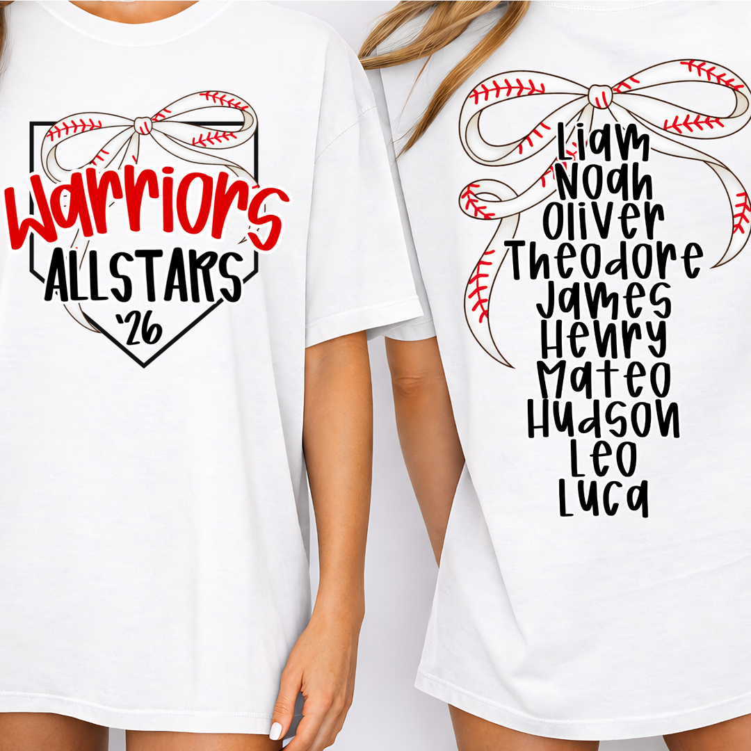 Baseball Bow Allstars customizable DTF transfer