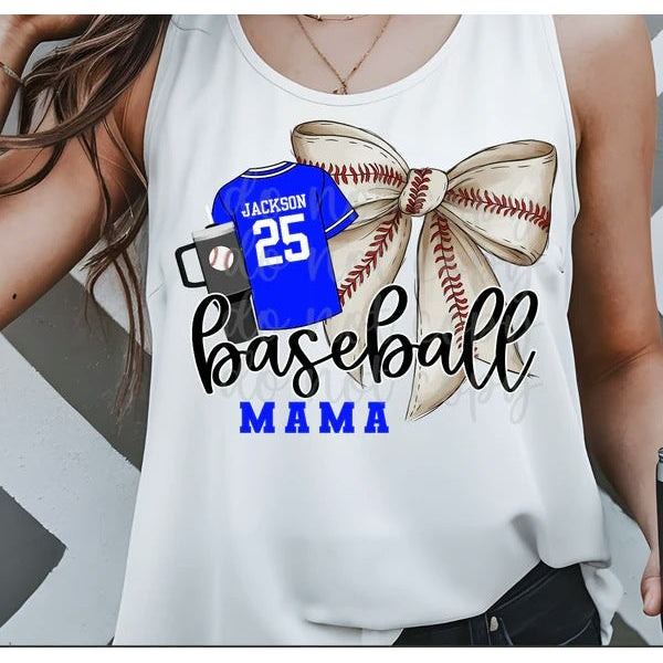 Baseball Mama Bow 2 customizable DTF transfer
