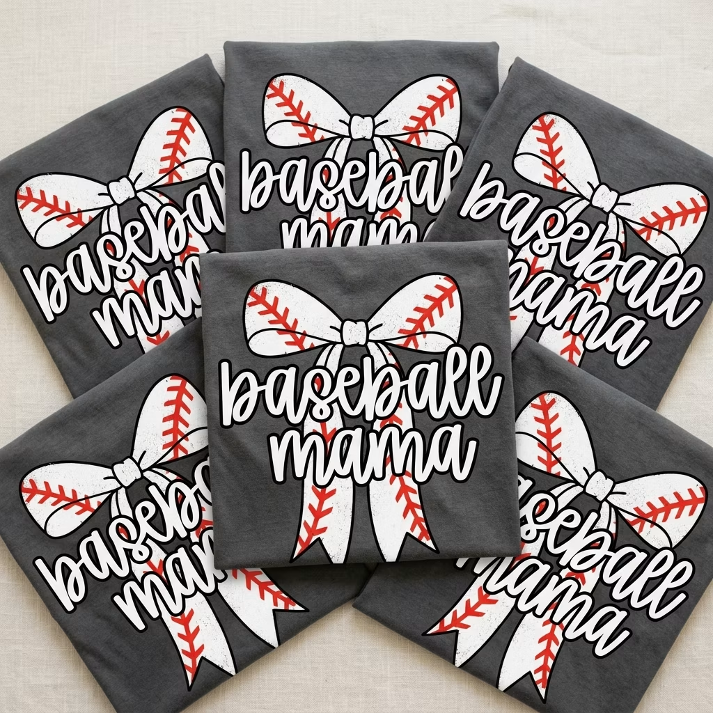 Baseball Mama Bow customizable DTF transfer