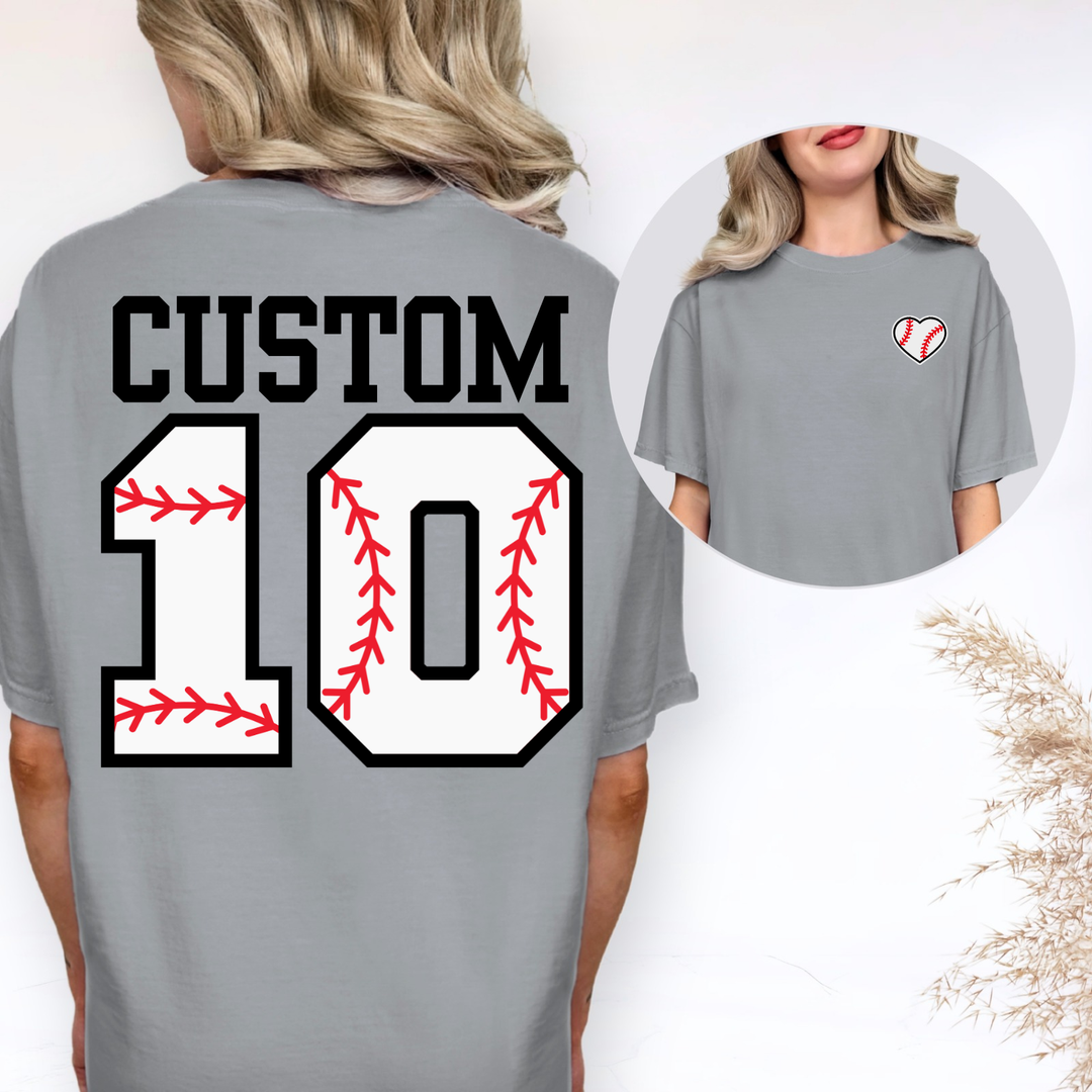 Baseball Numbers and Heart customizable DTF transfer