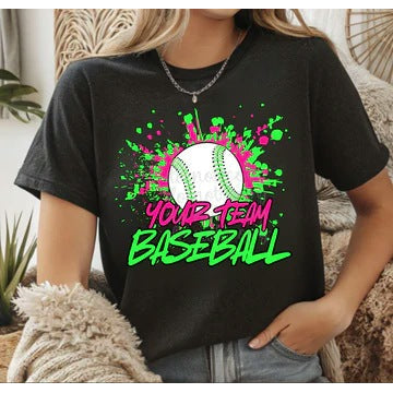 Baseball Splash Splatter customizable DTF transfer